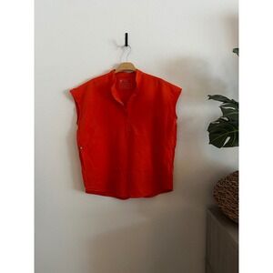 FIGS Technical Collection Orange Sleeveless Mandarin Collar Scrub Top‎ Women S